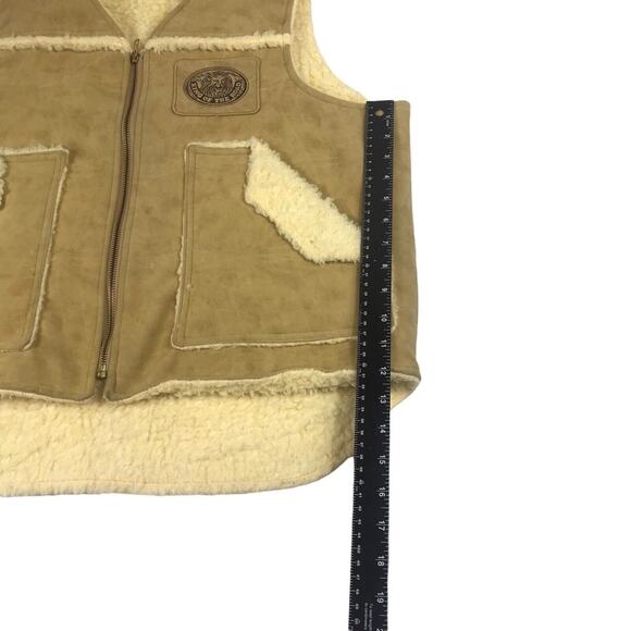 Vintage 1970’s Wiman Faux Suede Sherpa King of the Road Patch Vest Large - Picture 6 of 12
